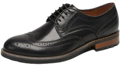 Mens Dress Shoes Genuine Leather Derby Full Brogue Formal Oxford Shoes for Men Black US 7.5