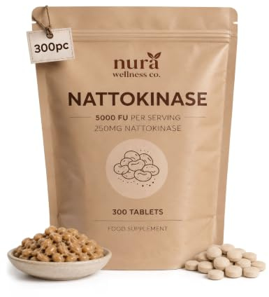 Nattokinase 5000FU 250mg Supplement - 300 Vegan Tablets, High Strength Japanese Natto, Independently Third Party Lab Tested, 5 Months Supply