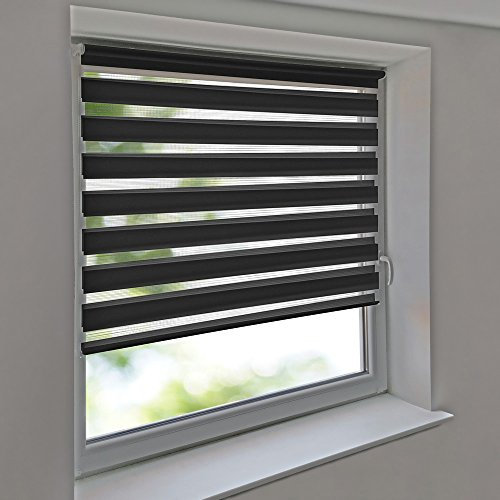 Doppelrollo 135 x 160 cm anthrazit Klemmfix ohne Bohren Vario Seitenzug Duorollo