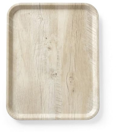 HENDI Serviertablett, AmberBox, Schock- und bruchfest, flachem Rand, Gastro Tablett, Tablett, 330x430mm, Melamin, Holz hell