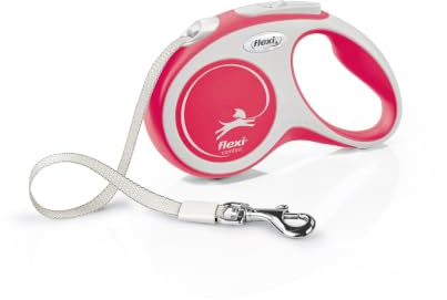 flexi® Comfort S Hunde Roll-Leine, Optimierter Komfort, 5m Gurt, Rot | Maximaler Bedienkomfort: Die in Deutschland gefertigte flexi®-Leine mit Soft-Griff und Griffverstellung, für Hunde bis 15 kg