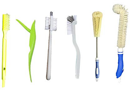 SESERRYY 6 Pcs Kitchen Brush Dish Kit Bottle Brush Cleaner for Washing Dish Sink Pot Pan Blenders Pressure Cookers Food Processors Juicers Mixers Lce Cream Machines Glass Cup Scrub Brush