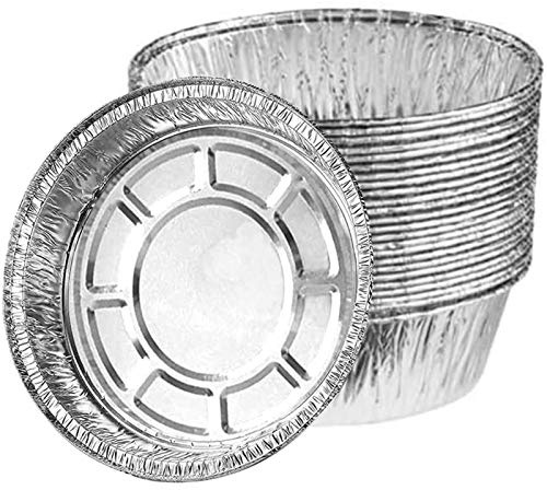 Henan 30 Stück Rund Formen Aluschalen, Foil Pie Dish Folie, Wiederverwendbares und Recycelbares Backblech Aus Aluminiumfolie für Kleine Kuchen, Marmeladentörtchen Usw