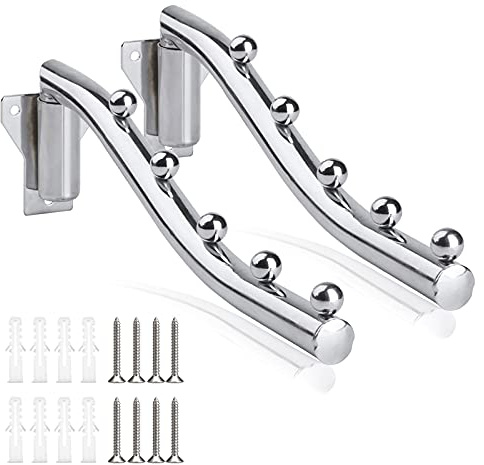Klappbarer Kleiderbügel Wand, Klapphaken Faltbar Wand, Platzsparend Kleiderschrank Haken Halter Metall Wand Kleiderlüfter Garderobenhaken Kleiderständer für Kleine Räume, Ecken, Bäder, Büro, 2 PCS