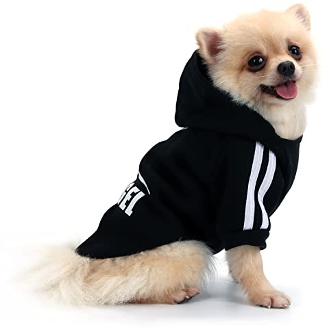 QiCheng&LYS Knitted Dog Hoodie for Small Dogs，Fashion Chihuahua Kleidung,Hundepullover Kleine Hunde,Weich und Warm (Schwarz, XXL)