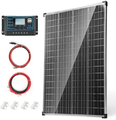 200W Panneau Solaire 12V Kit de Monocristallin 200 Watt avec Régulateur de Charge 20 A pour une Charge D'énergie 12 Volt du Réseau pour Camping-car Bateau Caravane