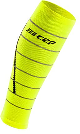 CEP - REFLECTIVE COMPRESSION CALF SLEEVES für Damen | Reflektierende Laufsocken in neon gelb | Größe IV | L