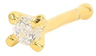 AMDXD Nasenstecker 1.2mm, 925 Sterling Silber Nase Piercing Gold Solitär, Ohr Piercing Köperschmuck mit Zirkonia für Frauen, 1Pcs