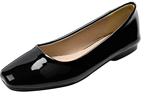 ANUFER Women's Ballet Flats Pointed-Toe Microfiber Leather Slip-on Dress Pumps Shoes