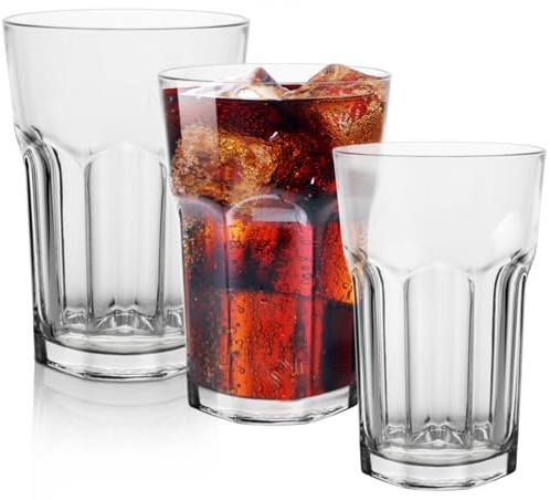 Konzept 11 - Wassergläser Set 12-teilig, 350ml Stapelbare Trinkgläser - Perfekt für Saft, Cocktails, Latte Macchiato
