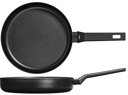 H&H All Blacks Padella in Alluminio con rivestimento Antiaderente Pfluon, 28cm, Rivestimento interno a nido d'ape, Induzione