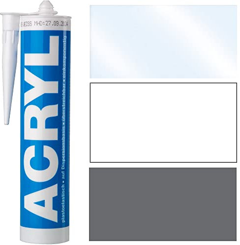 Bau Acryl grau 300ml Dichtstoff Dichtmasse Fugendichtmasse, 3 Stück