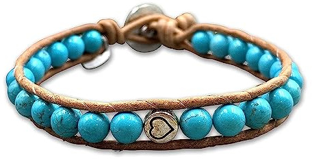 Majas Perlen Wickelarmband Karneol und Leder - echte Edelsteinperlen 6mm - einfach gewickeltes Perlenarmband Boho und Festival Stil - Edelstein nach Wunsch - Handmade Personalisierbar