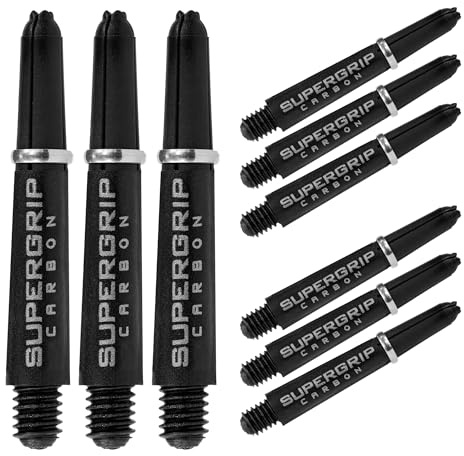 Harrows Dartpfeile Supergrip Carbon Dartschäfte – insgesamt 9 Dartschäfte – Medium, Midi & Short