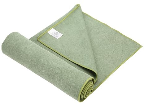 Evolution Earth Yoga Mat Towel - Double Sided Microfiber Yoga Towel - Sweat Absorbent Non Slip Hot Yoga Towel - Lightweight, Quick Drying Pilates and Bikram Sweat Towel - 73''L x 26''W, Sage