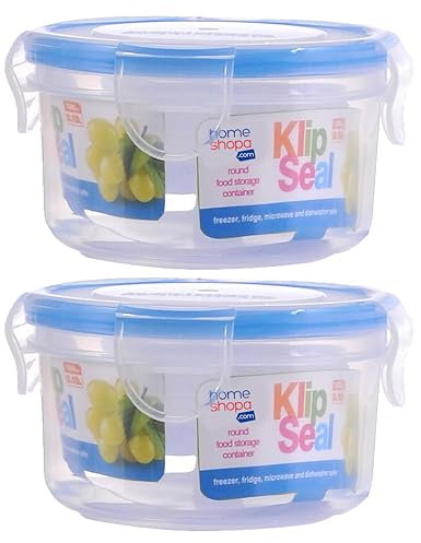 HOMESHOPA Plastic Airtight Food Storage Container, 180ml 2 Pack Round Leakproof Stackable Container with Clip-Lock Lid, BPA Free Reusable Meal Prep Lunch Box, Microwave Freezer & Dishwasher Safe