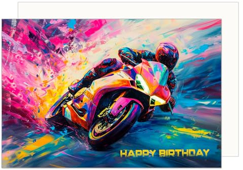 Edition Seidel Premium Geburtstagskarte mit Umschlag. Glückwunschkarte Karte Billet Geburtstag Happy Birthday Mann Frau Motorrad Bike Hobby (G3537 SW024)