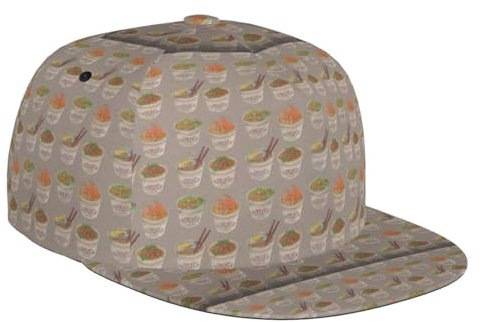 BREAUX Gorra de béisbol con estampado de ramen y fideos de huevera, gorras de béisbol ajustables para hombre y mujer, gorras de béisbol de ala plana a la moda
