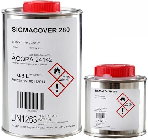 PPG Sigma Sigmacover 280 - Universal Paint, Epoxy Primer for Metal, Excellent Adhesion, Anti-Corrosion Paint, Ideal for Protection of Welded Joints (Yellow Green, 1 Litre (11 m²))