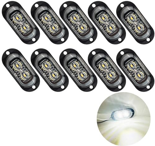 Krtopo 10X 2 LED Side Marker Lights 12/ 24V Trailer Corner Side Lamp 3000k Warning light for Truck RV Caravan (White)