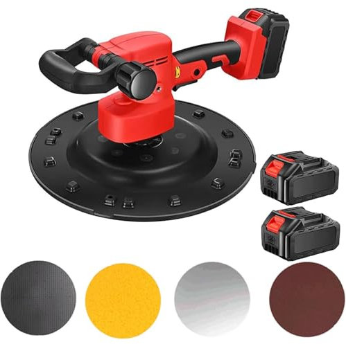 Dfdieratve MáQuina Pulidora de Mortero de Cemento, Paleta de Mortero de HormigóN, Kit de MáQuina Pulidora EléCtrica para Alisar Paredes de 1680 W, 6 Velocidades Variables,twobatteryversion