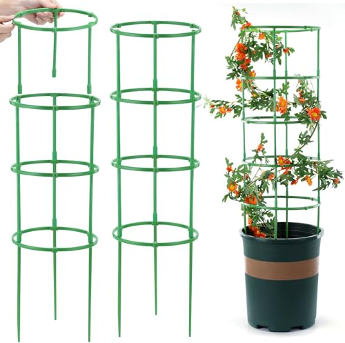 Tomato Cage for Pots Tomato Cages for Garden 6.7in DIY Tomato Plant Support Garden Trellis for Climbing Plants Collapsible Pepper Cage Tomato (30pcs Rods+30pcs Rings)