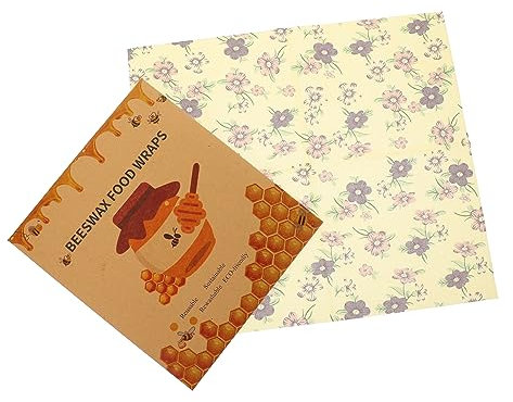 Hoement Bienenwachs-lebensmittelverpackungen 3er-Set Wiederverwendbare Nachhaltige Verpackungsblätter Lebensmittelabdeckungen für Frische Bienenwachstuch
