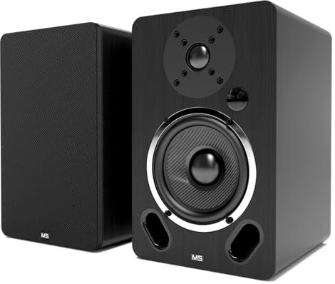 AZATOM Bookshelf Speakers | Bluetooth | 5” Carbon Fibre driver & Silk Tweeter | 24bit DAC Built-in | Perfect for Streaming Music, Gaming, Vinyl Turntable, HiFi, Home Theatre Equinox M5 (Black)