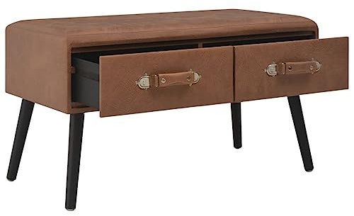 SDWEHO7 Couchtisch mit Zwei Schubladen, Kunstleder-Schrank, Nachttisch, Bank, Beistelltisch, Wohnzimmertisch, Kaffeetisch, Dunkelbraun 80 x 40 x 46 cm Kunstleder