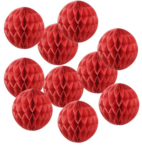 PATIKIL 10 Stück 10 cm Pompons Deko, Tissue Paper, Pom Poms Blumenbälle, Papierblumen, Hängende Papierblumenbälle, Dekoration für Party Hochzeit Zuhause Hintergrund Deko Geburtstag, Rot | Papierblumenkugeln zum Aufhängen, Dekoration für Geburtstag, Hochzeit, Zuhause, Hintergrund