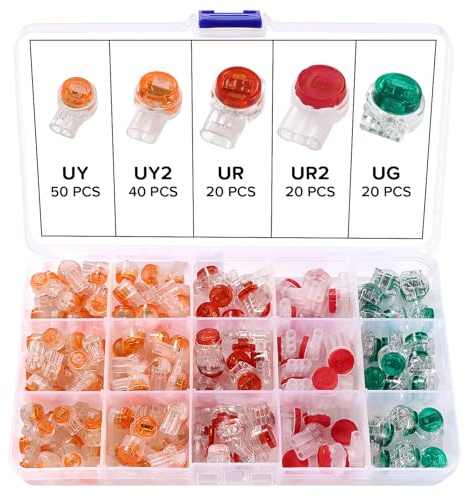 Lyeteung 150 Stücke UY/UY2/UR/UR2/UG Einzeladerverbinder Kit, Tasten Telefonkabelverbinder, 2/3 Wege Gel Telefonkabel Verbinder, für Kabel Daten Drahtverbindungen