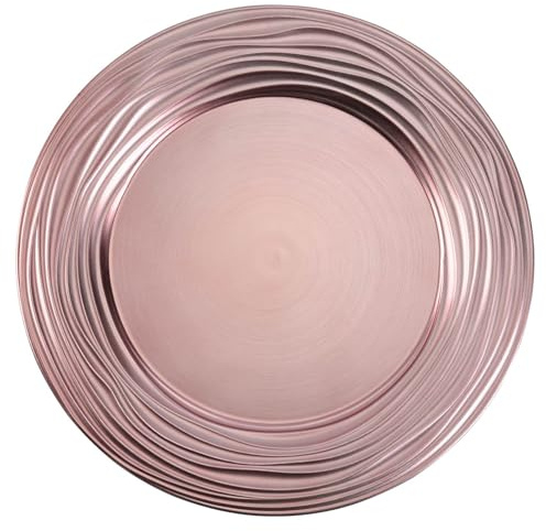 CAMOFOXIN 13 Inch Round Charger Plates, Set of 6, Dinner Chargers Bulk Wedding (Pink)