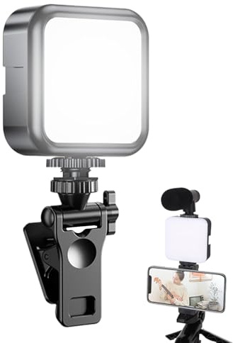 Lumière LED avec clip pour appareil photo, lumière pour selfie avec clip | lampe vidéo en streaming en direct, lumière vidéo flexible pour streaming en direct, petite lumière à clip portable pour