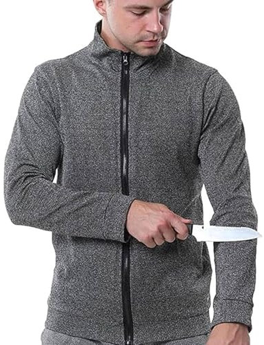 GplHAIN Abbigliamento Anti-Pugnalata a 5 Livelli, Giacca Tattica, Maglietta a Maniche Lunghe Anti-Morso, Anti-Strappo, Anti-Pugnalata, Abbigliamento di Sicurezza Anti-Taglio,XL-Grey