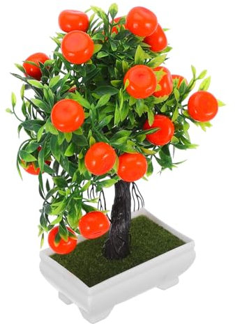 KAILIKETIY Künstlicher Orangenbaum Bonsai Pflanze Kunststoff Naturgetreu Topf Dekoration Wohnzimmer Büro Hochzeit