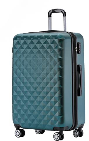 BEIBYE Zwillingsrollen 2066 Hartschalen-Koffer: 15 Farben, ABS-Kunststoff, Zahlenschloss mit Doppelreißverschluss, Exklusive Innenausstattung und umfangreiche Funktionen(Dunkelgreen, L)