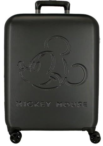 Disney Topolino Good Trip Valigia da cabina nera, 40 x 55 x 20 cm, rigida 2,5 kg, chiusura TSA ABS, 2,5 kg, 44 l, bagaglio a mano, Nero, Taglia unica, Valigia cabina