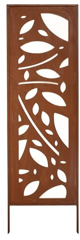 Kapaga - Sichtschutz Metall - 160x50 cm - Edelrost - Rostoptik, Patina | für Garten und Terrasse - Corten, Sichtschutzelement - Sichtschutzwand - Gartendekoration Zaun - Rost (Muster 2)