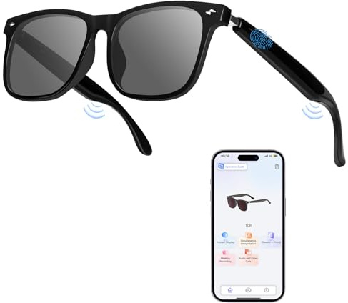 Luckits Occhiali intelligenti, occhiali AI Bluetooth con altoparlante 115 lingue traduttore AI, accenti, traduzione in tempo reale, protezione UV lenti polarizzate occhiali per giochi riunioni viaggi