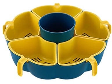 NSTVVEE Plateau de Service divisé, Plateaux rotatifs pour Servir des Aliments, Assiette à Fondue, Assiette à Fruits pour légumes, Fruits et Aliments (Jaune 38,5 x 12 cm