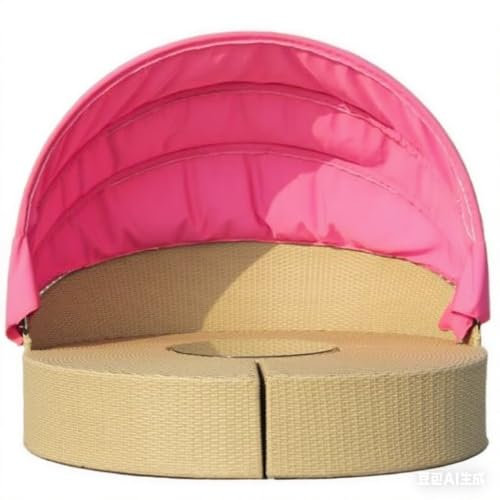 66'' Outdoor Sonneninsel Ersatzdach – Rundes Sonnendach Für Garten Tagesbett, Passend Für Wicker Sonnenliege, Einfache Installation Ohne Werkzeug-pink