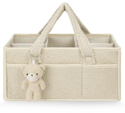 HAGOT Organizzatore Pannolini del Bambino, Organizer Portatile con Scomparti Rimovibili Pieghevole in Feltro, Grande Capacità Morbido per Salviette Umidificate e Articoli