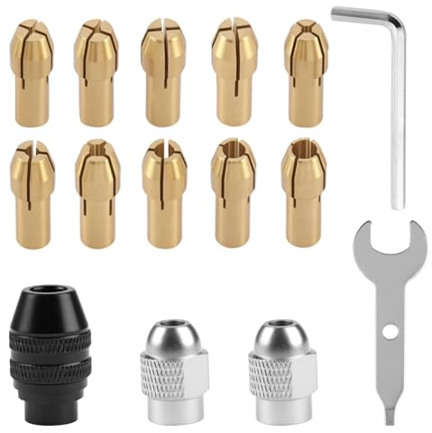 15 Pièces Mandrin Dremel pour 4486 4485,Petit Mandrin Perceuse, Adaptateur Embout Accessoires Dremel Forets de Meulage en Laiton de 0,3 mm à 3,2 mm pour 4250,4000,3000, 300, 200, 100, 8200
