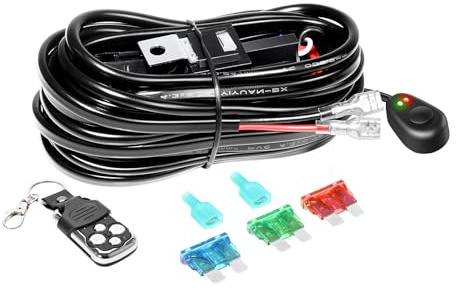 RIGIDON Stroboscope Câblage à Barres Lumineuses Faisceau de Fil, 12V 40A 16AWG 1 Fils Câblage Relais et Interrupteur Câble pour 4x4 Voiture SUV ATV Camion Offroad Tout-Terrain - (Mode C pour 1 Lampe)