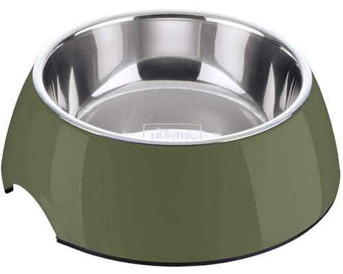 Hunter Gamelle en mélamine Kaki avec Insert en Acier Inoxydable, antidérapant, résistant aux Rayures et aux Chocs, Facile d'entretien, Passe au Lave-Vaisselle, Taille : 160 ML