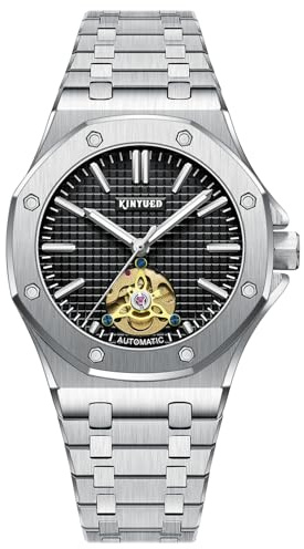W WOLF-CUB Klassisk Tourbillon mekanisk klocka vattentät herrklocka rostfritt stål manlig klocka sportmode herrklockor, Svart, Sport och affärer