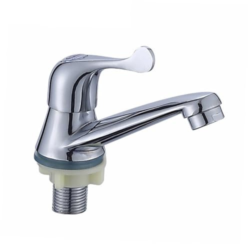 LOORGVEL Einzelner Kaltwasserhahn aus Zinklegierung Langlebiger Wasserhahn für Waschbecken und Waschmaschine im Badezimmer Einfach zu Bedienen und Wassersparend