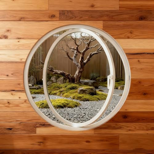 Finestra Rotonda 360° - Finestra Seminterrato Girevole con Maniglie, per Bagno, Camera da Letto e Soggiorno - Finestre di Ventilazione in Alluminio e Vetro Temperato(White1,70cm/27.5in)