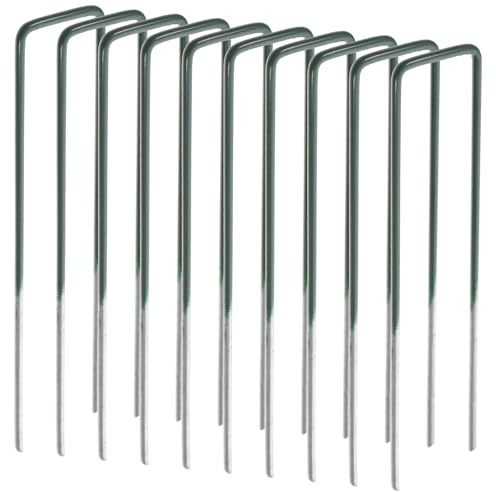 HOUDERCO 10 STK Teiliges Metall Gartenheringe U förmig Grünbeschichtet Stark Lang Breit Rostfrei Verzinkt Schwerlast Zeltheringe Für Camping Befestigung Unkrautvlies