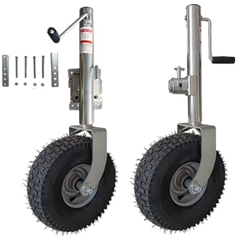 WUHGI Gato de Remolque con Rueda de Playa, Gato Giratorio atornillable de Alta Resistencia, Rueda de Soporte de Remolque de 34 cm, Gato de Remolque Giratorio con elevación, 900 kg, Carga Vertical
